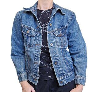 70s Lee Denim Jean Jacket Womens Sz XS Petite Distressed Classic Retro